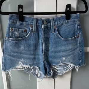 Distressed Blue Denim Levi’s Women Shorts